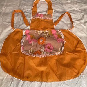 New Kitchen Apron - orange color with front and back decoration
